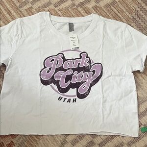 Trendy White and Purple Graphic Crop Top